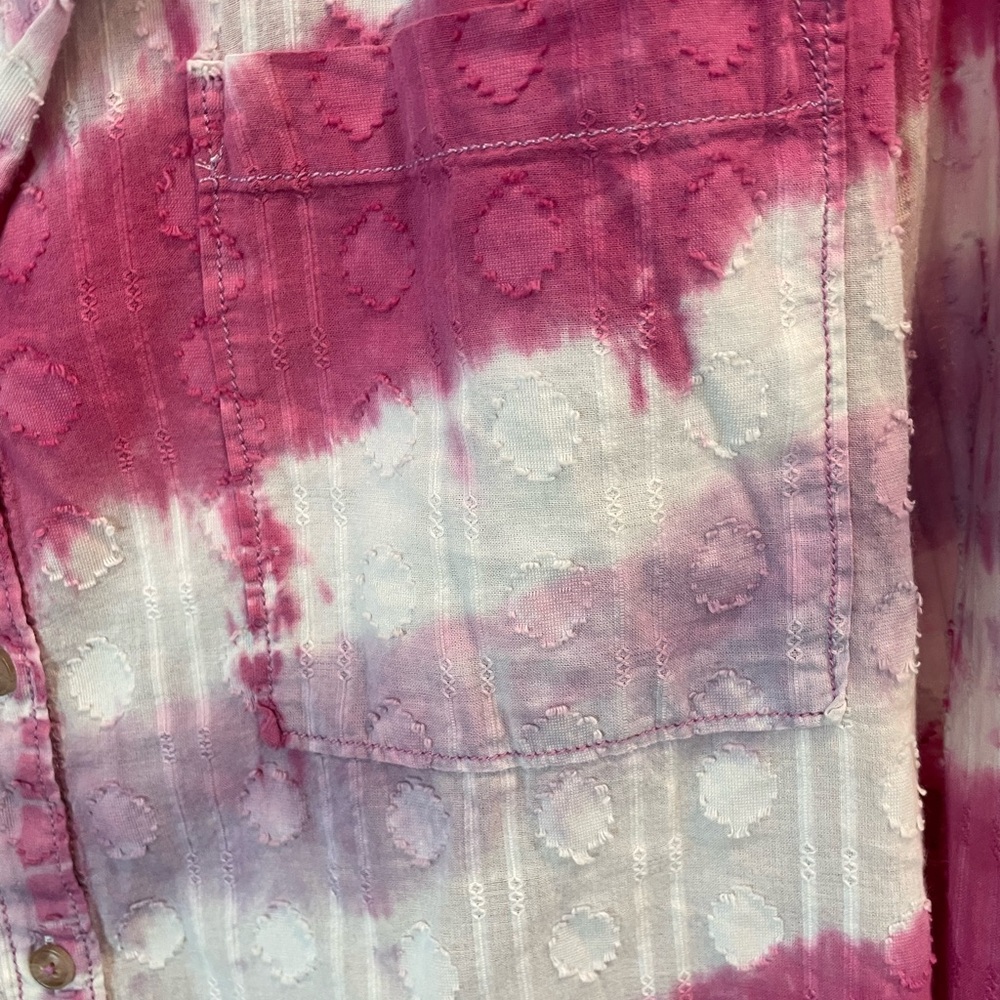 Pilcro Anthropologie Janesse Purple white tie dye button up long sleeve blouse - Picture 5 of 11